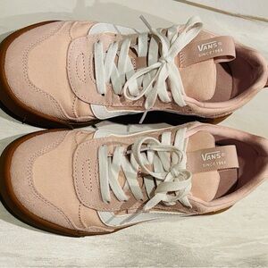 Vans Women's Pink and White Sneakers